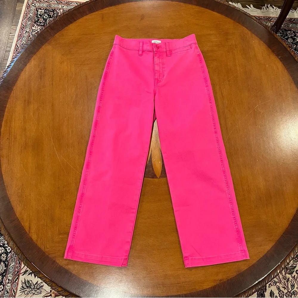 NEW J.Crew Women’s Slim Wide Leg‎ Crop Pant Intense Pink 25P Petite Barbiecore